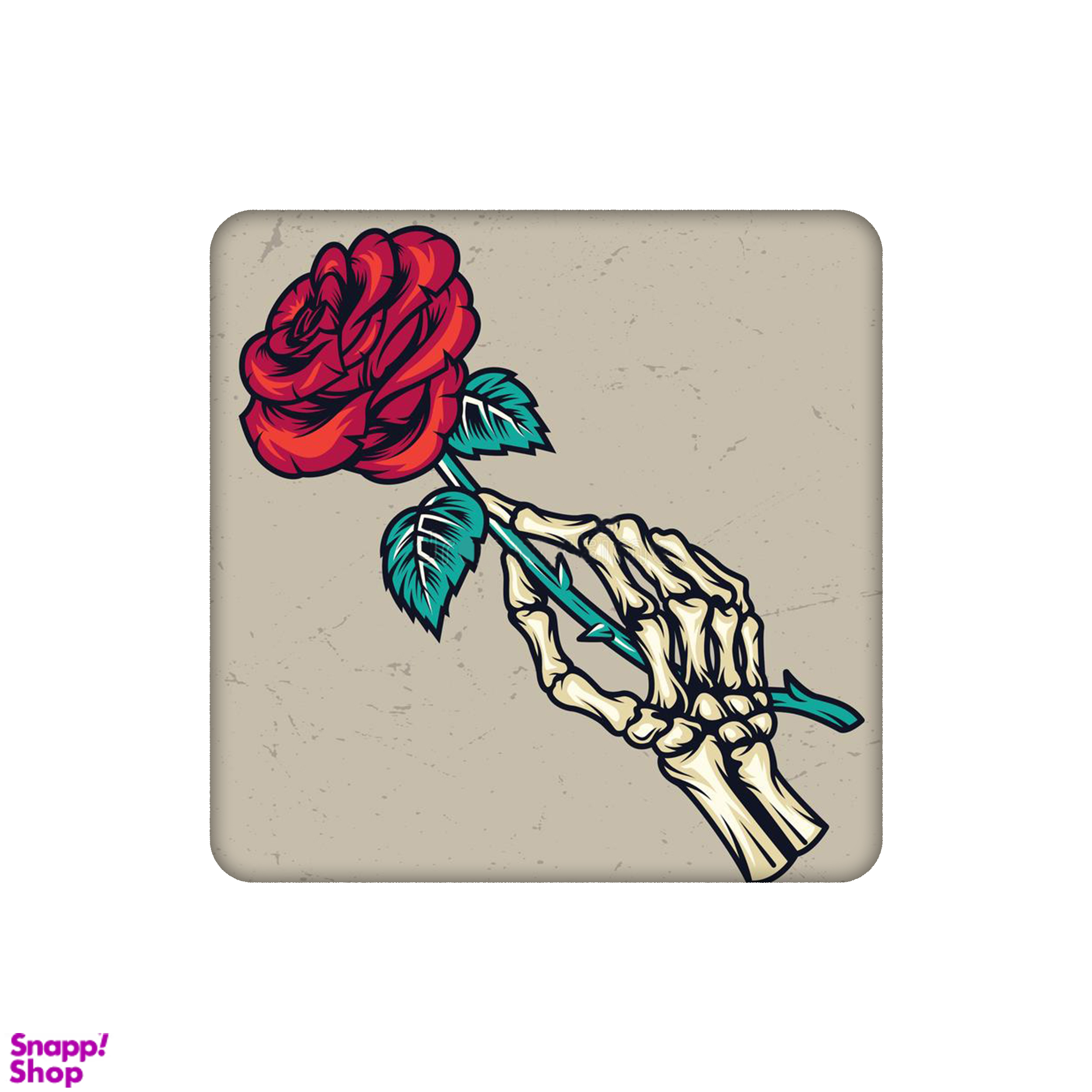 زیر لیوانی طرح اسکلت و گل رز کد 4952512