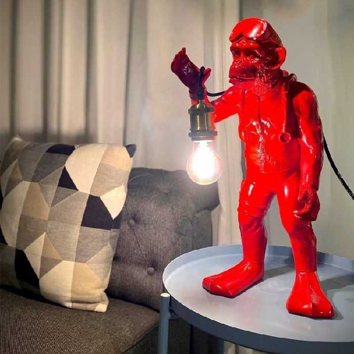 آباژور رومیزی مدل میمون غواص همراه لامپ ادیسونی - مشکی