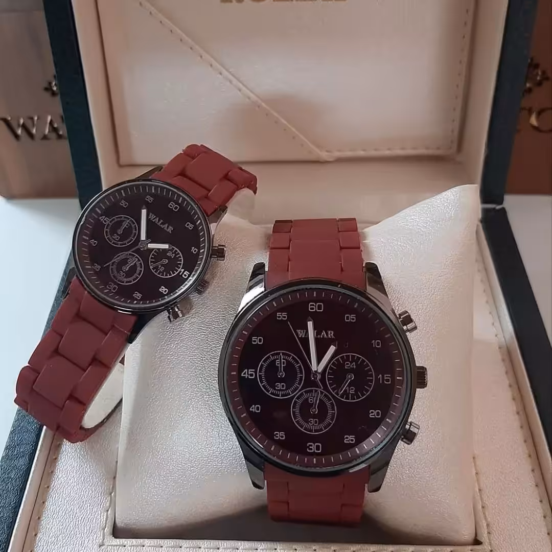 ساعت ست والار زرشکی قاب مشکی