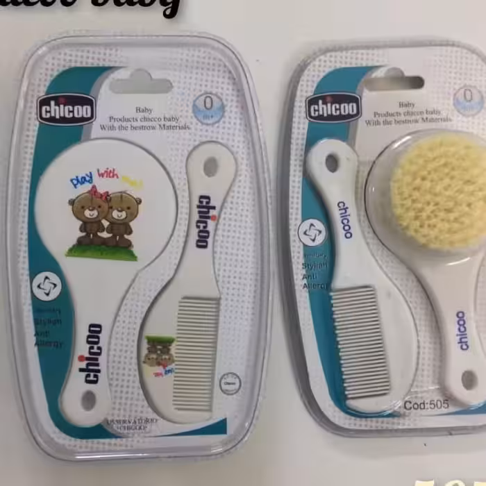 ست شانه و برس چیکو  مناسب برای رده سنی 0تا 24ماه با تنوع طرح عروسکی بر  روی دسته مناسب برای دختر و پسر  