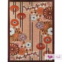 گلیم ماشینی 4 متری ( 1.5 در 2.25 )  طرح  گلسان لوزی بژ عنابی با ارسال رایگان