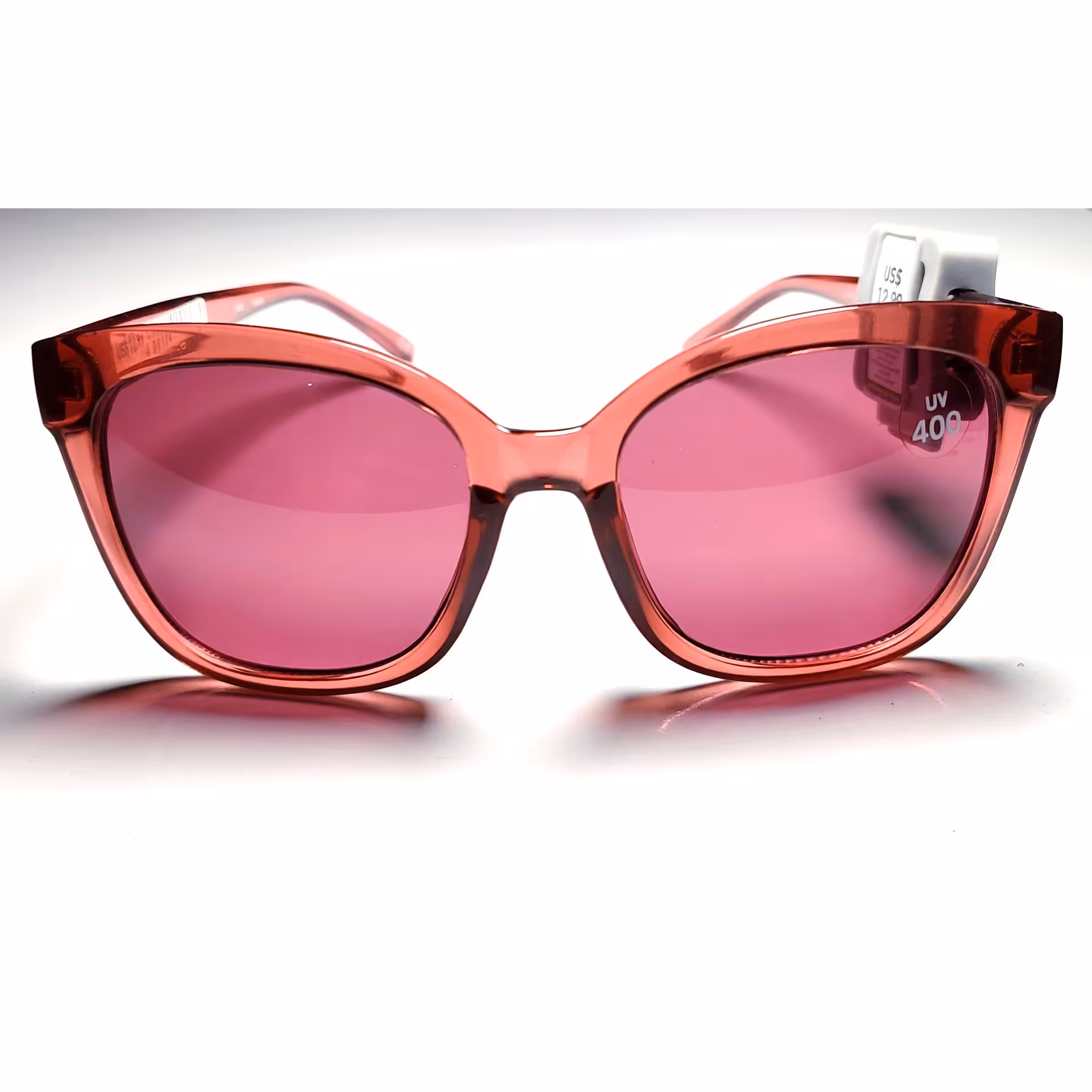 عینک آفتابی فشن صورتی تیره 400uv دارای دفترچه و بارکد اصالت کالا 