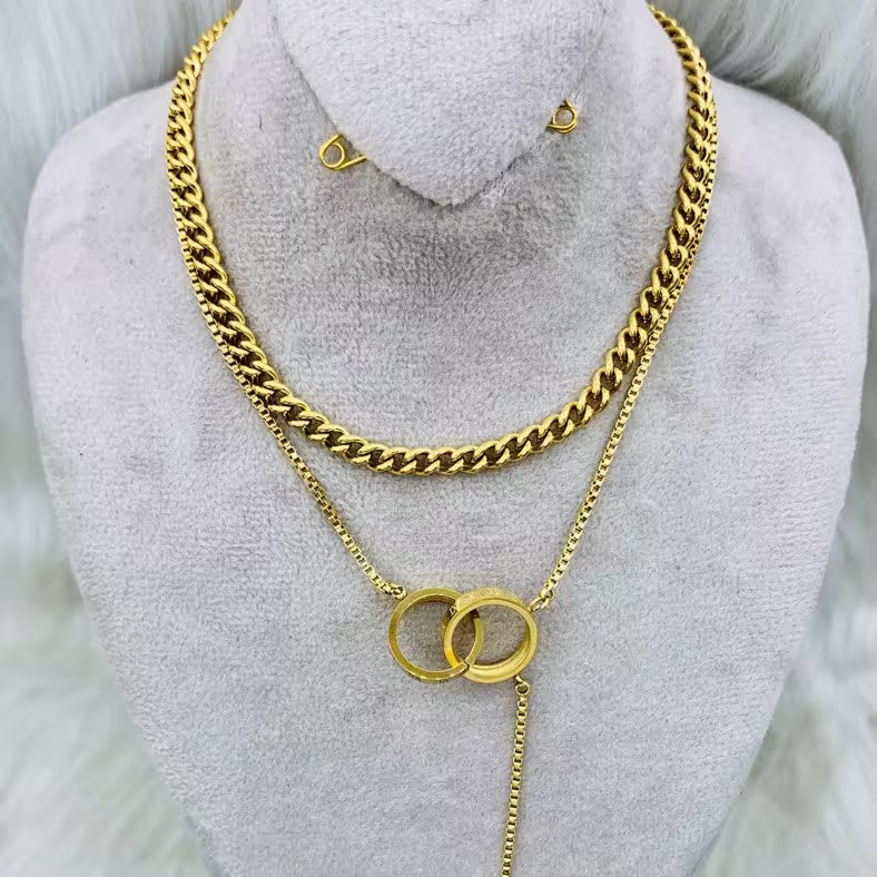 گردنبند استیل طرح کارتیر 2لاین آویزدار کد 1080034 با ارسال رایگان 