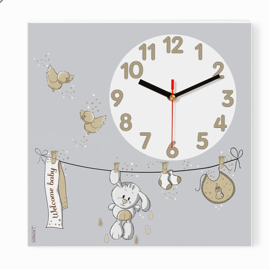 ساعت دیواری اتاق کودک طرح خرگوش بند رخت کد 3337