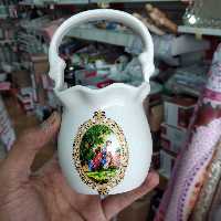 سبد دسته دار سرامیکی گلدار