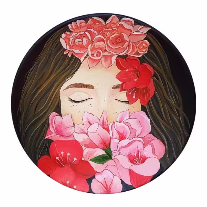 بشقاب دیوارکوب سفالی طرح دختر کد D118