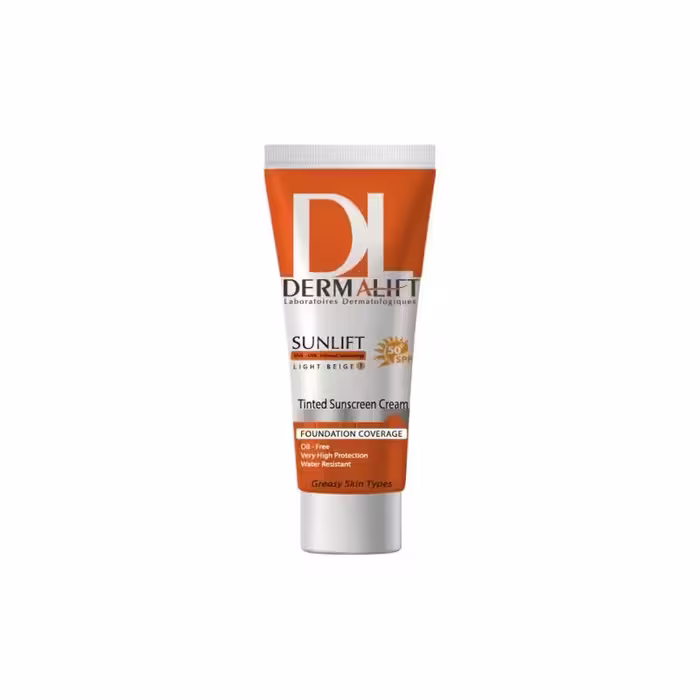 کرم ضد آفتاب SPF50 شماره 1 بژ روشن مناسب پوست چرب درمالیفت 40 میل