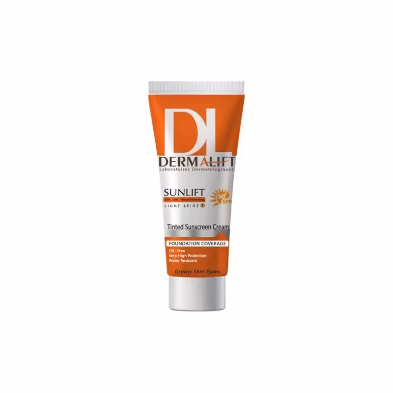 کرم ضد آفتاب SPF50 شماره 1 بژ روشن مناسب پوست چرب درمالیفت 40 میل