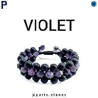 دستبند بنفشه با سنگ آمیتیست و اونیکس سیاه (اصل معدنی) 