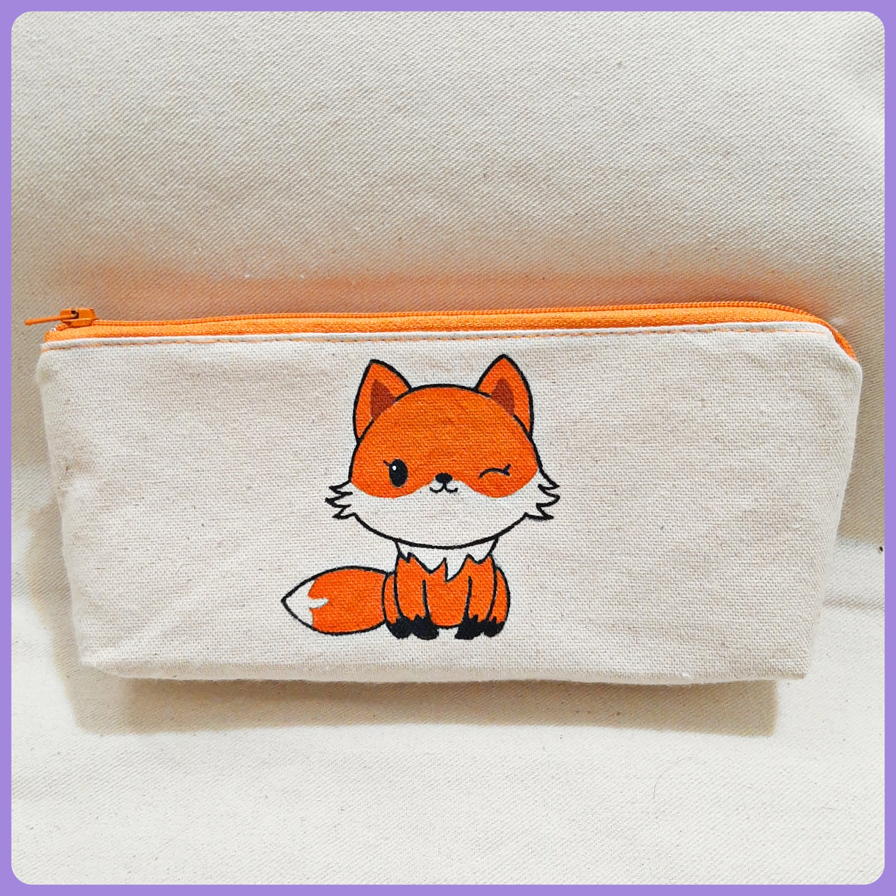 جامدادی پارچه ای طرح روباه  ( تک زیپ )