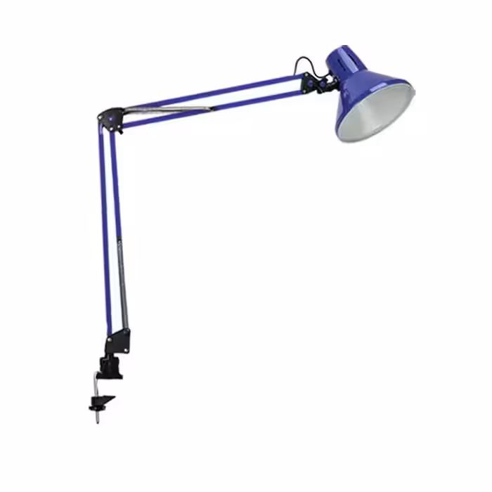 چراغ مطالعه مهندسی رنگ سرمه ای  به همراه گیره چفت شونده در پایه میز