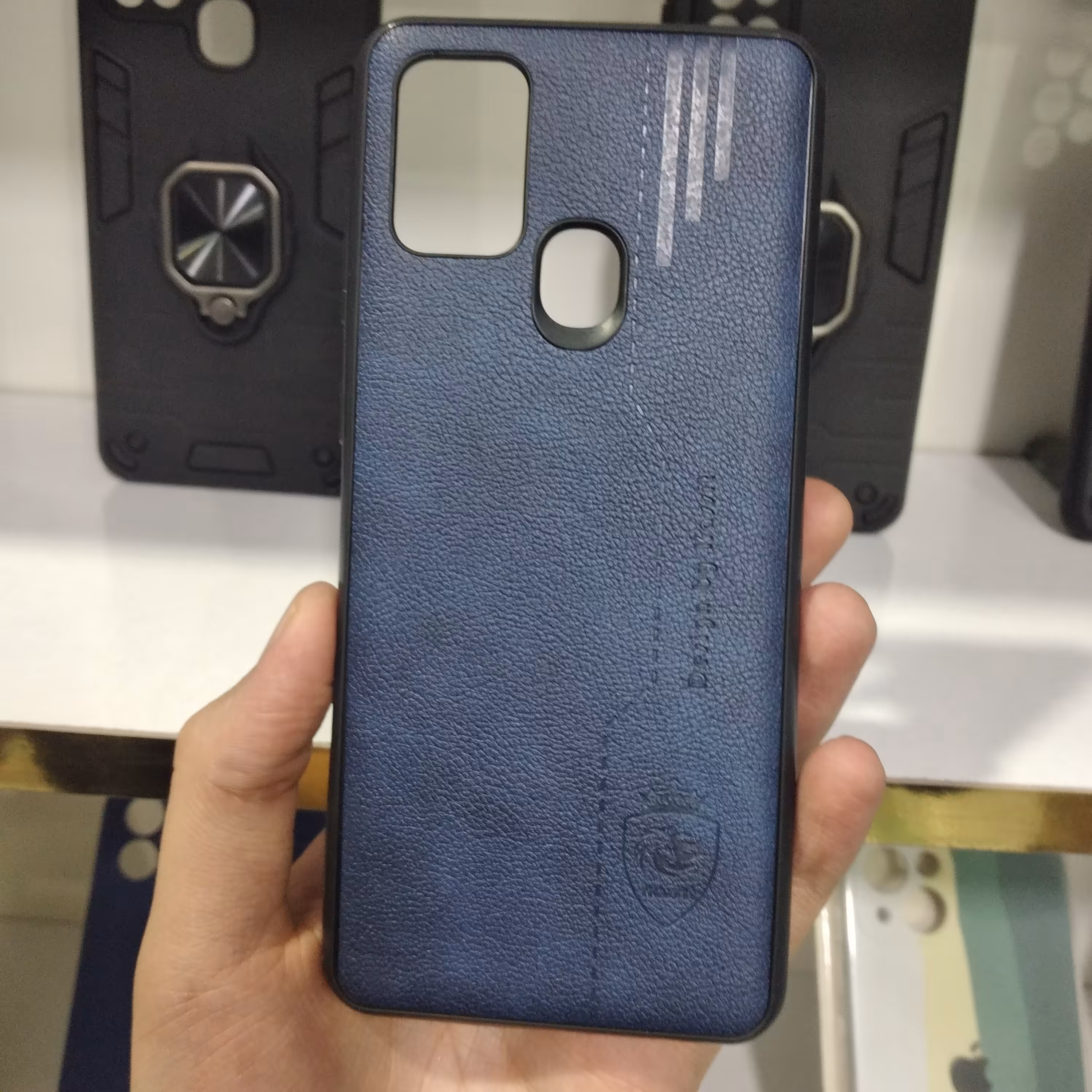 قاب گوشی سامسونگ A21S   طرح چرم سرمه  ای