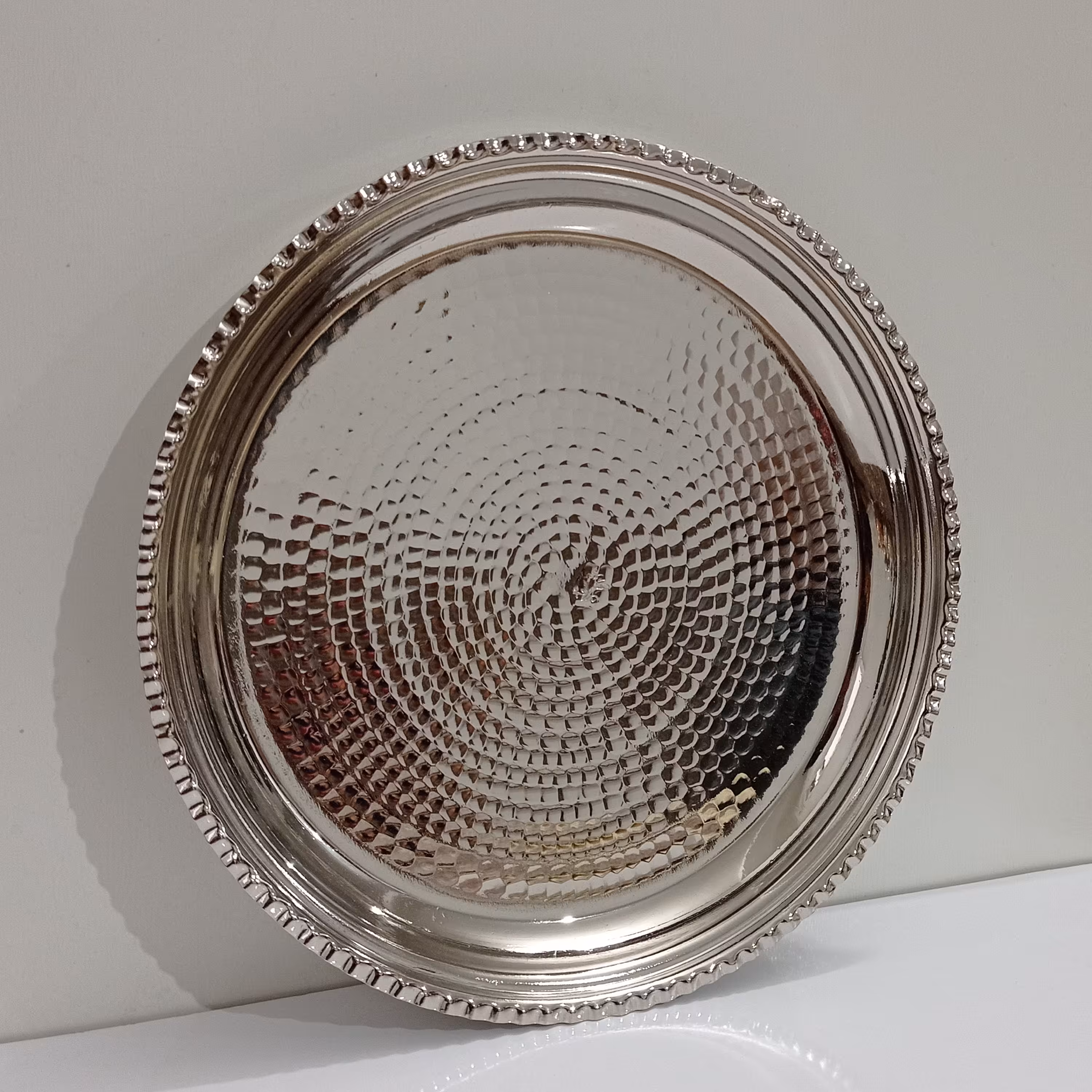 سینی مسی چکش کاری شده آبکاری کروم سایز بزرگ زنجانیها