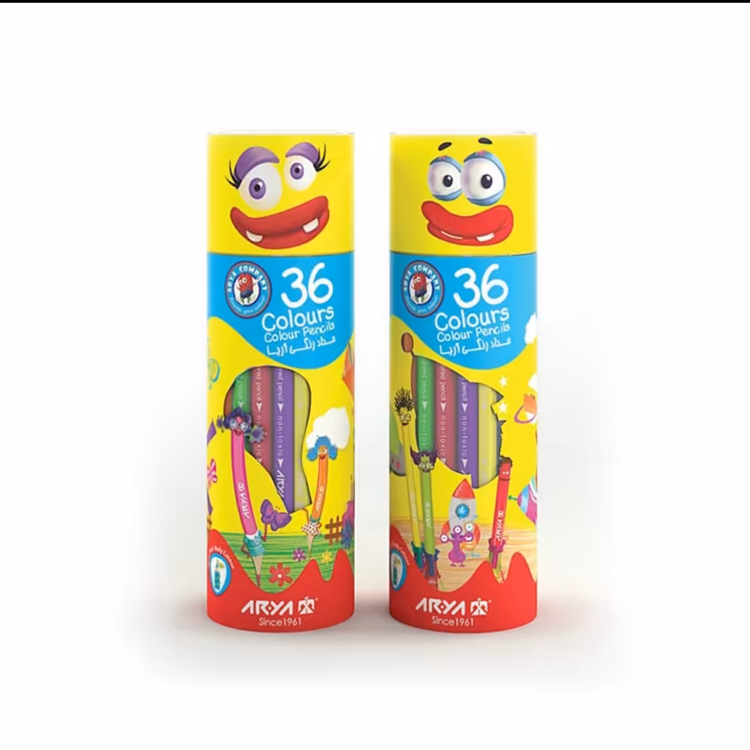 مداد رنگی 36 رنگ استوانه ای آریا