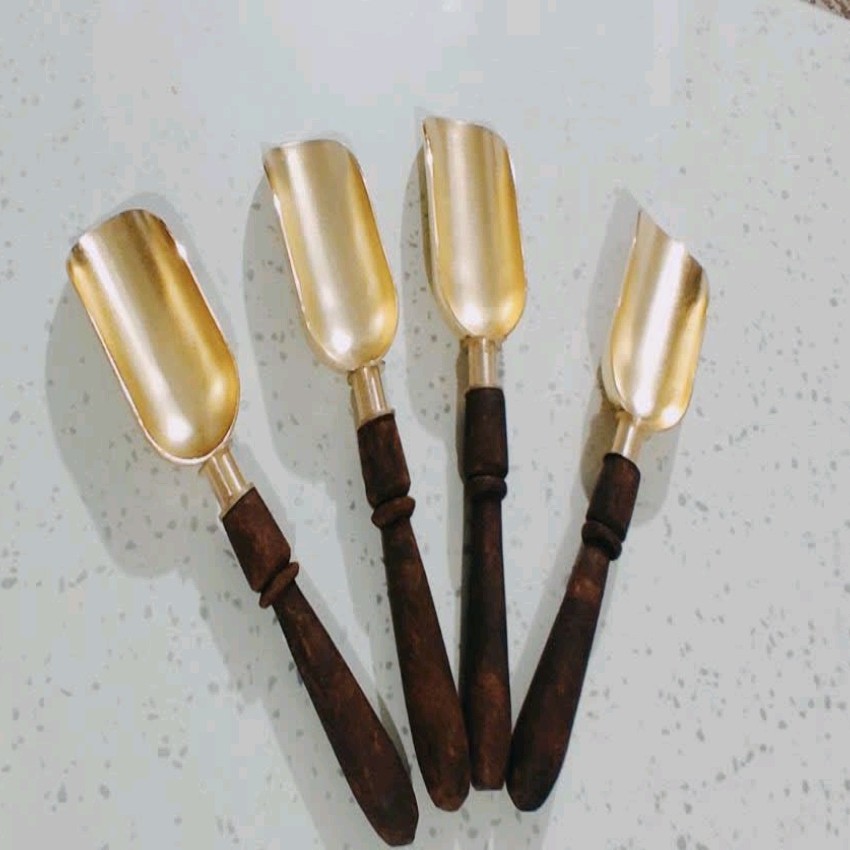 قاشق آجیل خوری چوبی دسته طلایی