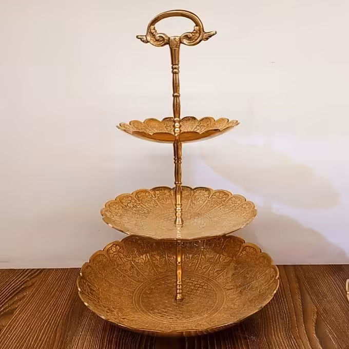 شیرینی خوری 3 طبقه طرح گل....صنایع دستی هندوستان