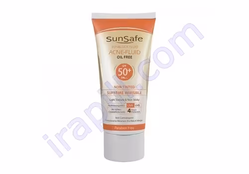 کرم فلوئید ضدآفتاب آکنئیک SPF50 سان سیف حجم 50 میلی لیتر