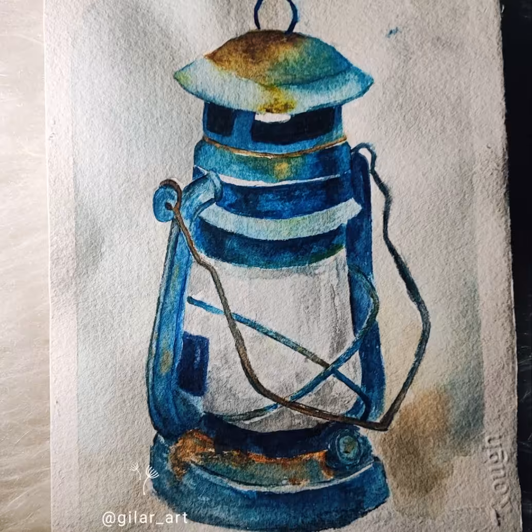 نقاشی آبرنگی طرح فانوس