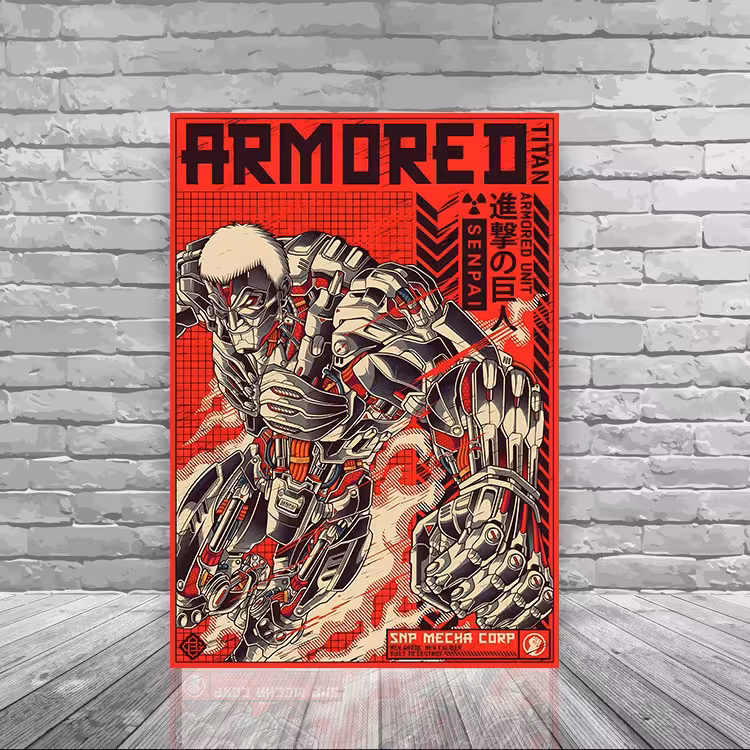 پوستر سایز A3 تایتان زرهی انیمه اتک آن تایتان