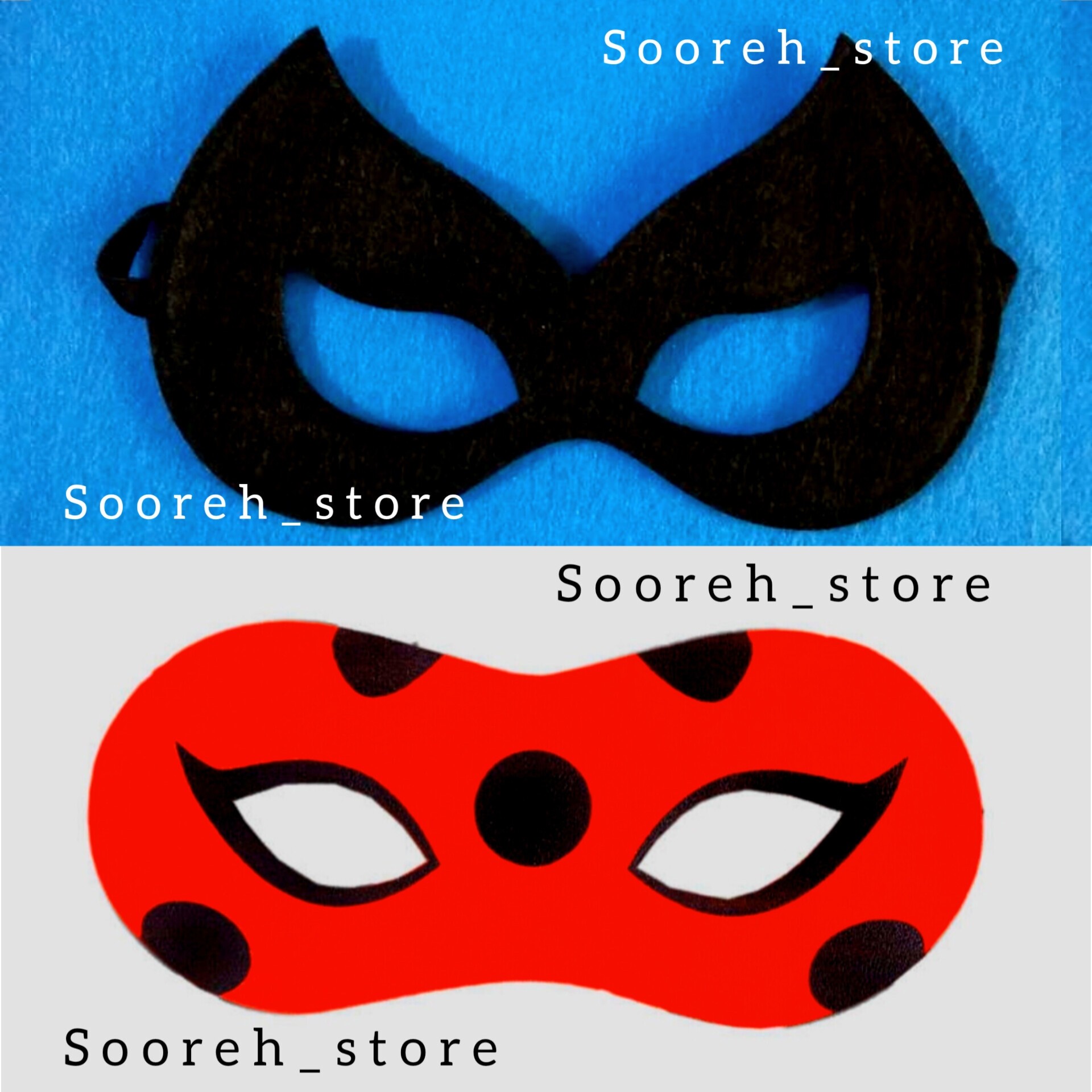 ماسک دختر کفشدوزکی و گربه سیاه نقاب دختر کفشدوزکی و گربه سیاه (جفتی)