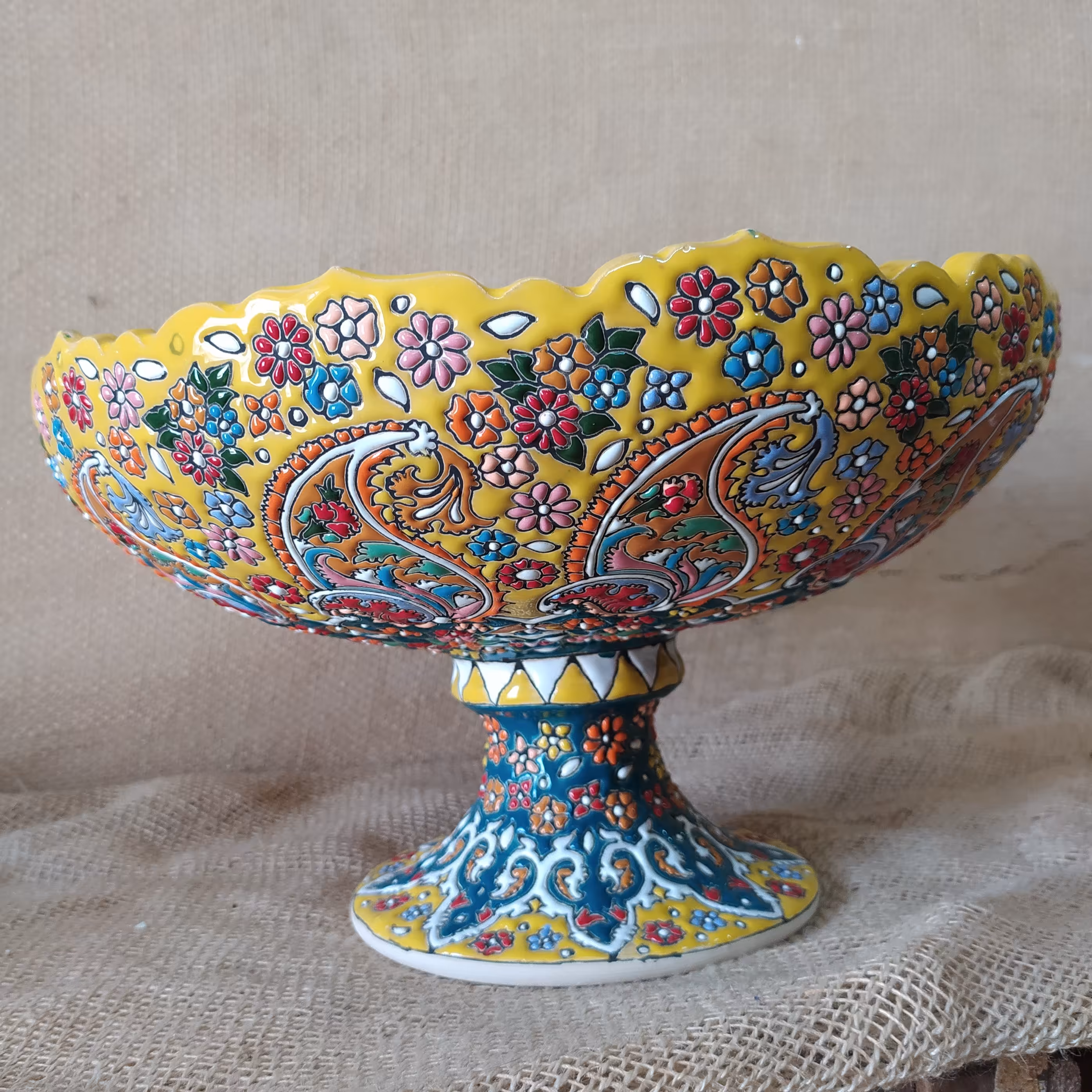 جام میوه بزرگ سفال میناکاری