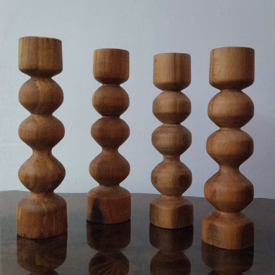 شمعدان چوبی راش