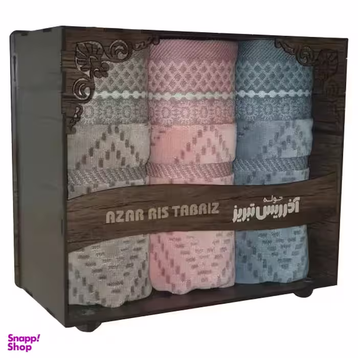 حوله دستی آذرریس تبریز مدل Vina سایز 40x80 سانتیمتر بسته 3 عددی