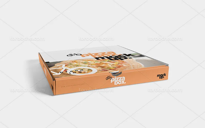 موکاپ PSD جعبه پیتزا لایه باز | گرافیک با طعم تربچه