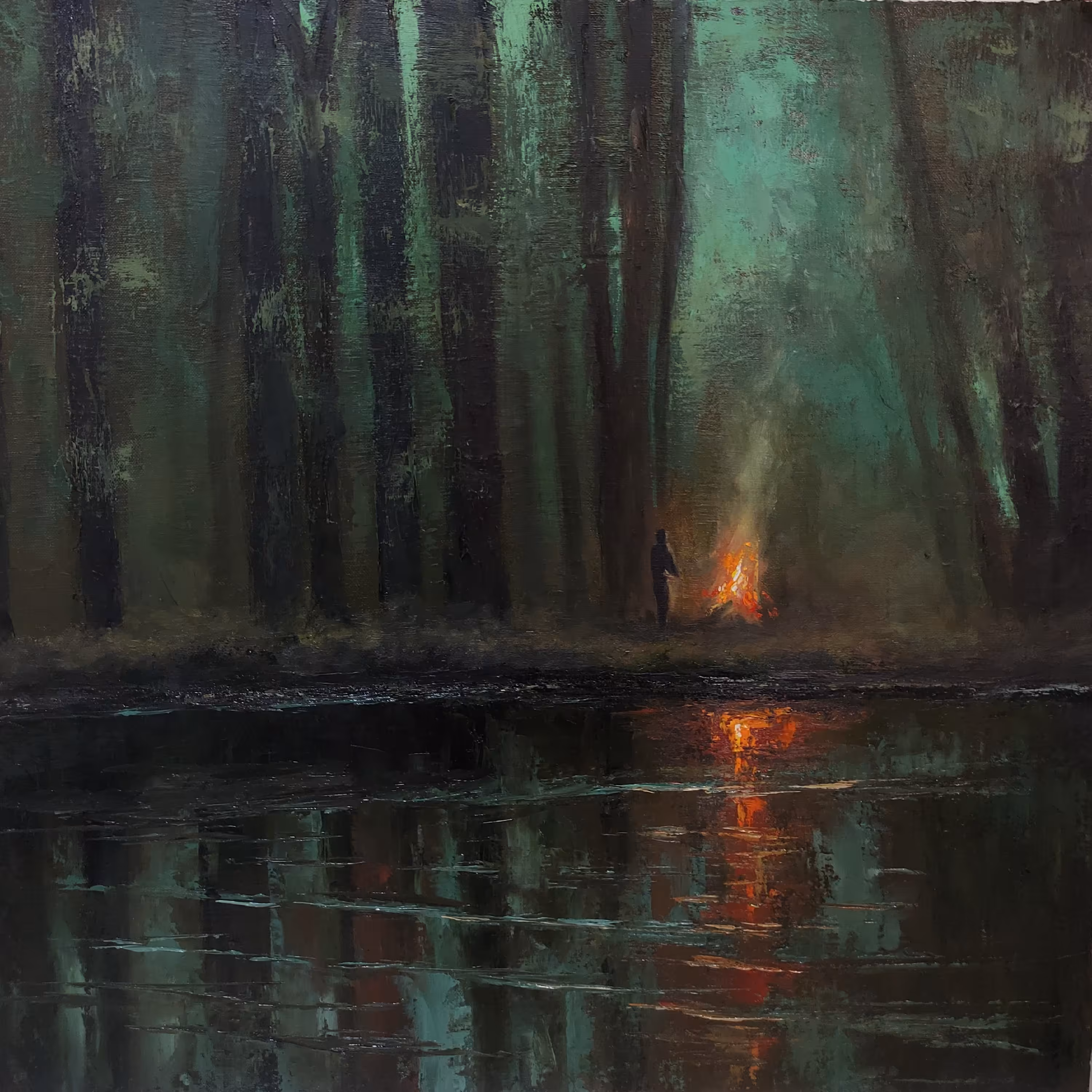 تابلوی رنگ روغن سبز ِ سبز ( در ابعاد 50 در 50 )