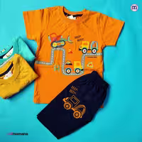 تی‌شرت. شلوارک . پسرانه کندو . طرح ماشین رنگین کمان .کد 00002