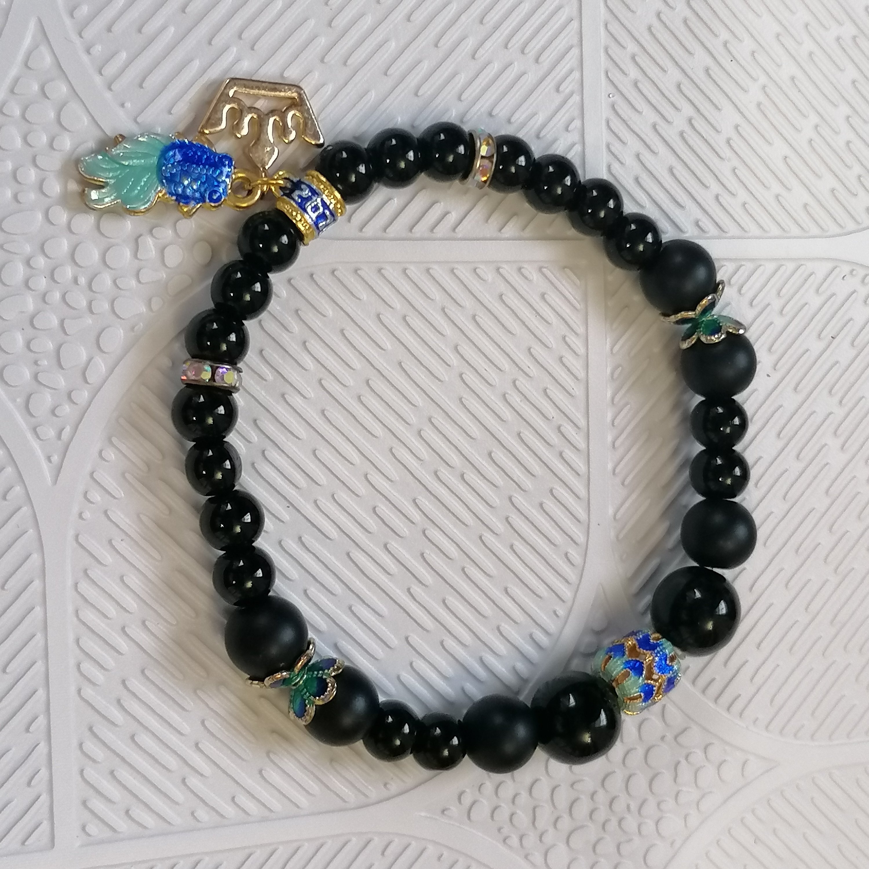 دستبند سنگ اونیکس براق