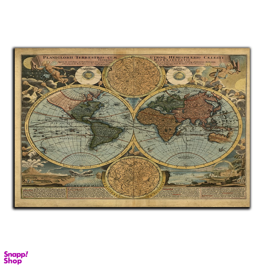 تابلو شاسی بکلیت طرح نقشه قدیمی جهان مدل SH-s1264