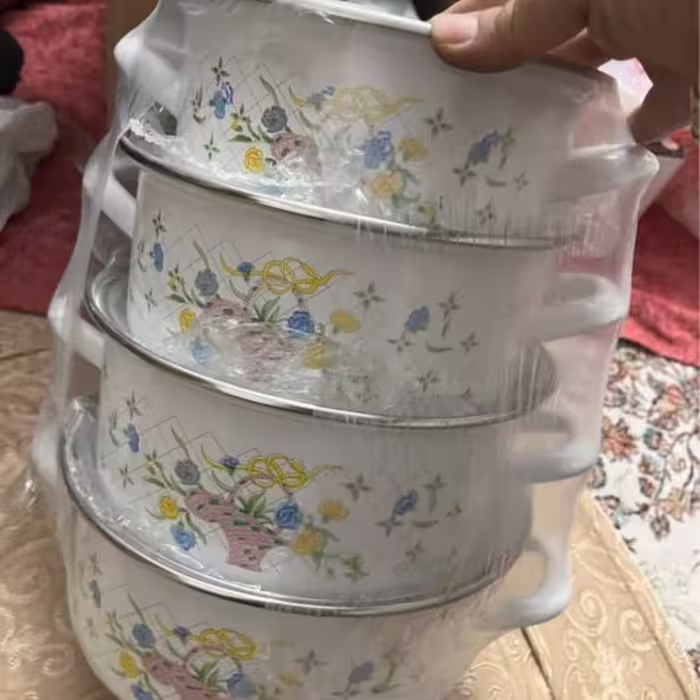 قابلمه لعابی خارجی ده پارچه درب لعابی