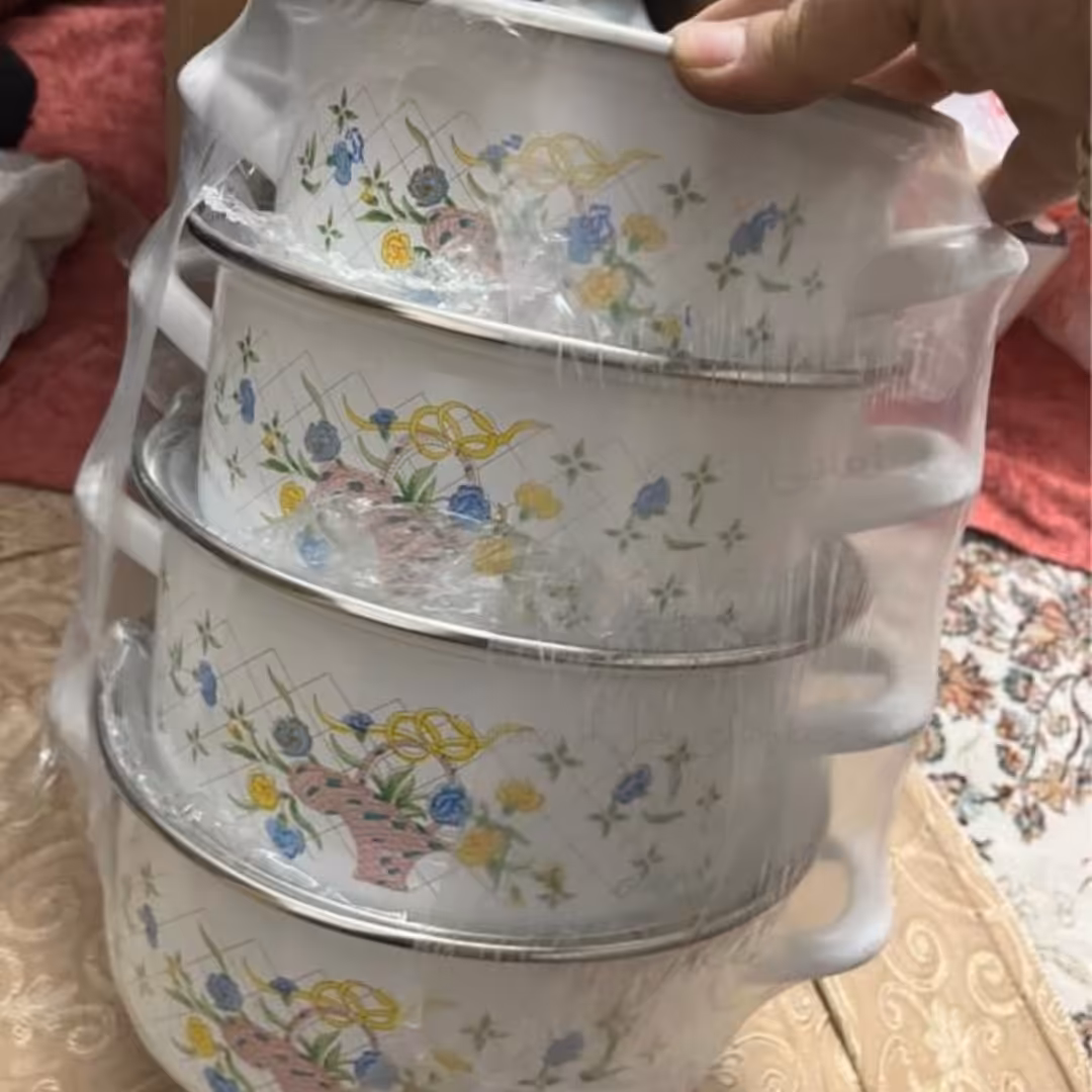 قابلمه لعابی خارجی ده پارچه درب لعابی