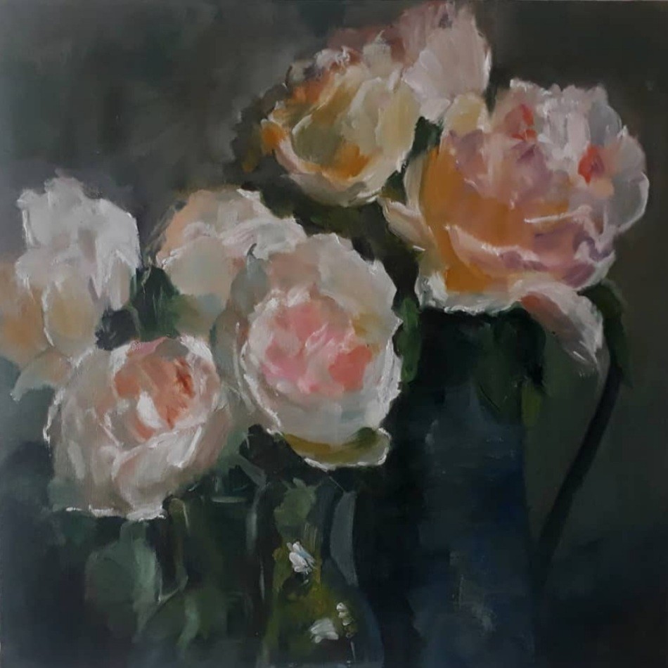 تابلو نقاشی رنگ روغن گلهای رز