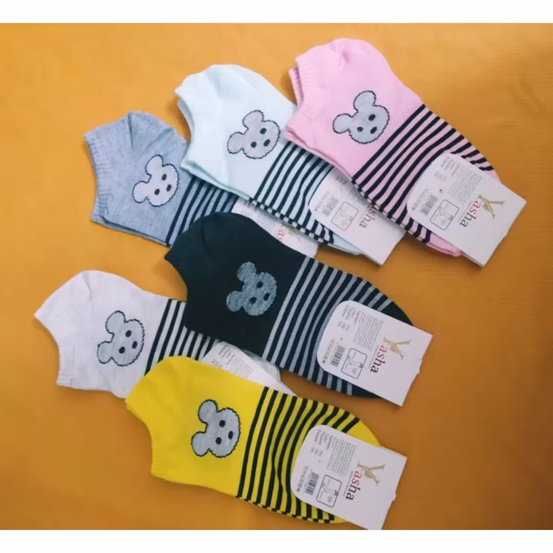 جوراب مچی راه راه طرح موش