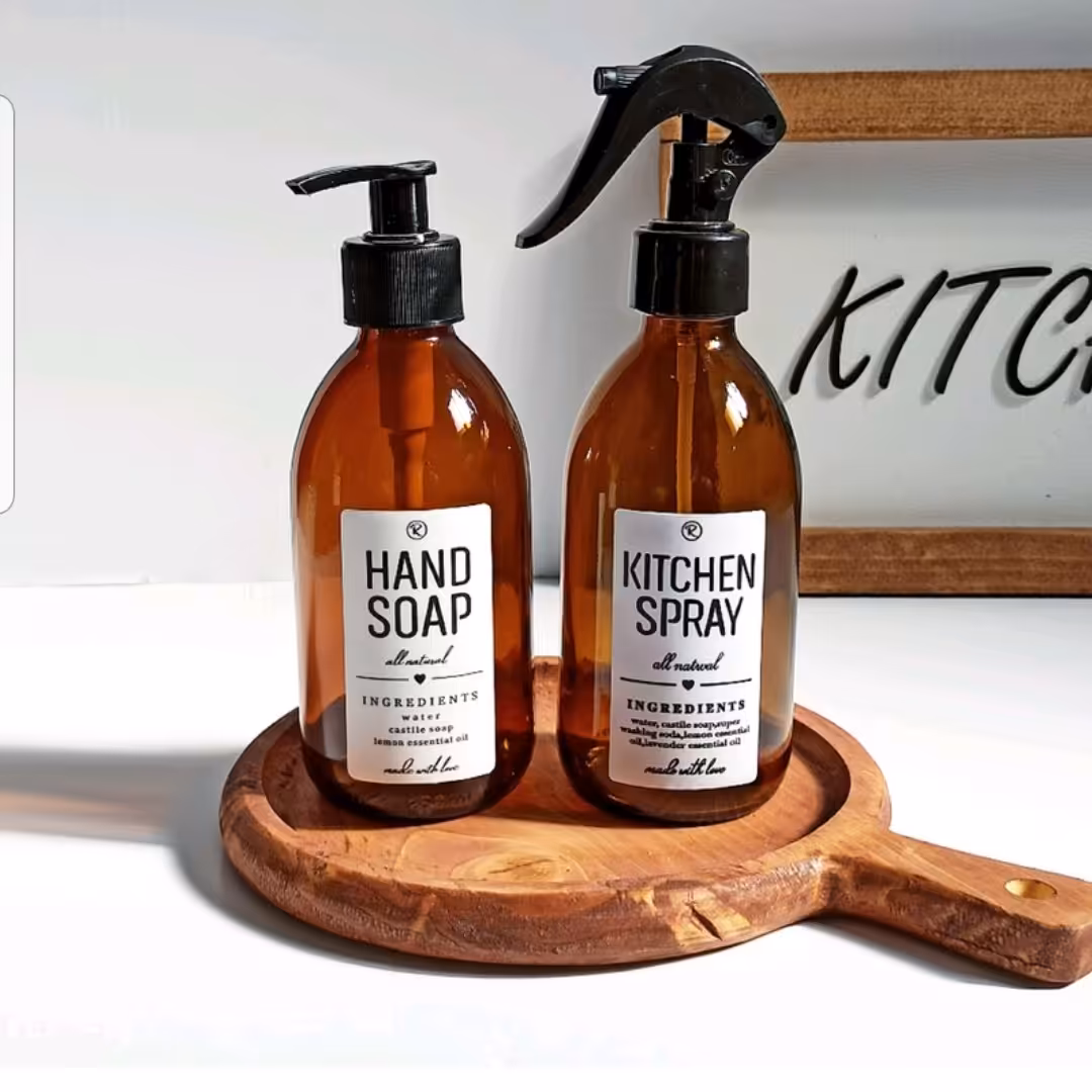 جا مایع شیشه ای  تکست دار با لیبل ضد آب 