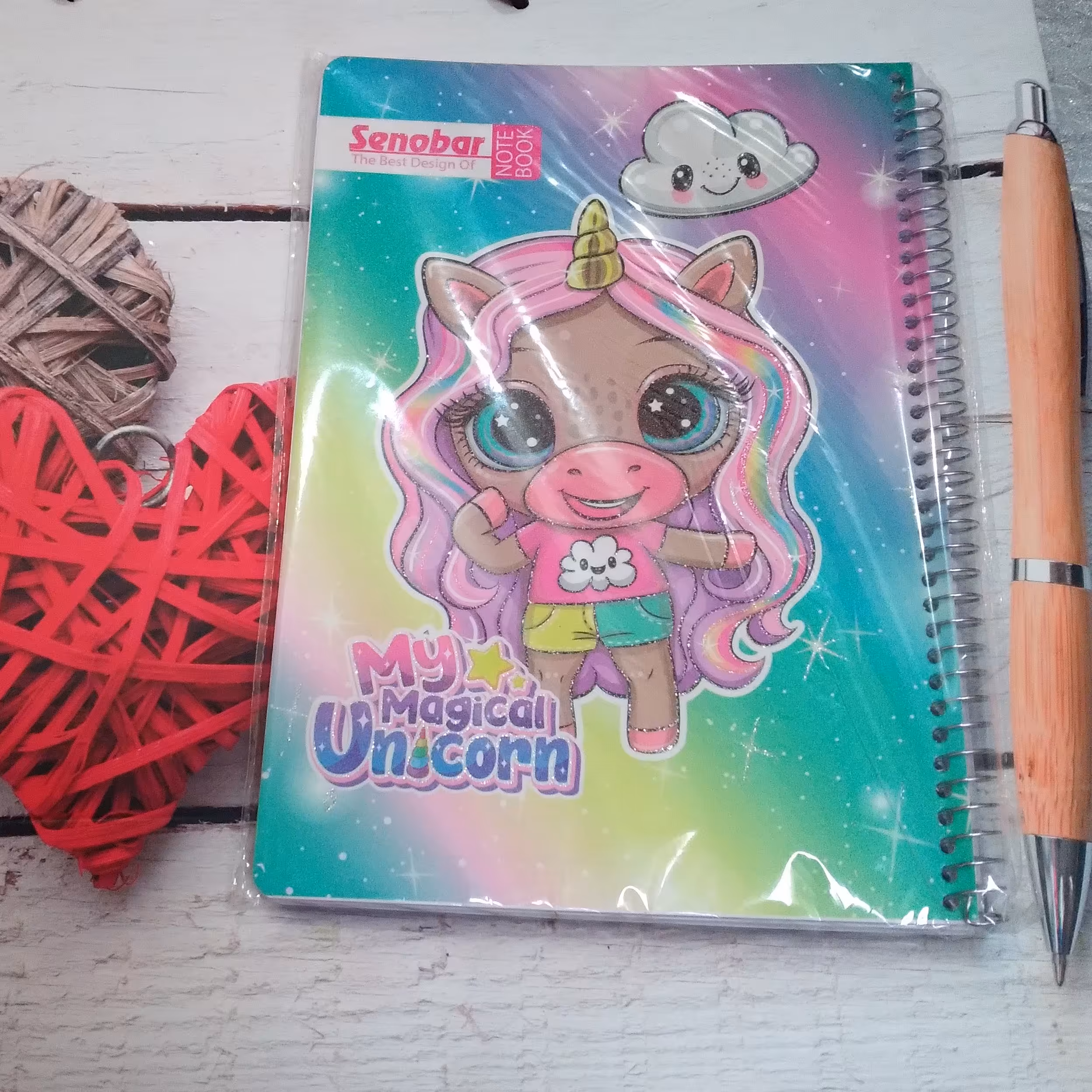 دفتر مشق 100 برگ سیمی صنوبر طرح یونیکورن جلد طلقی 