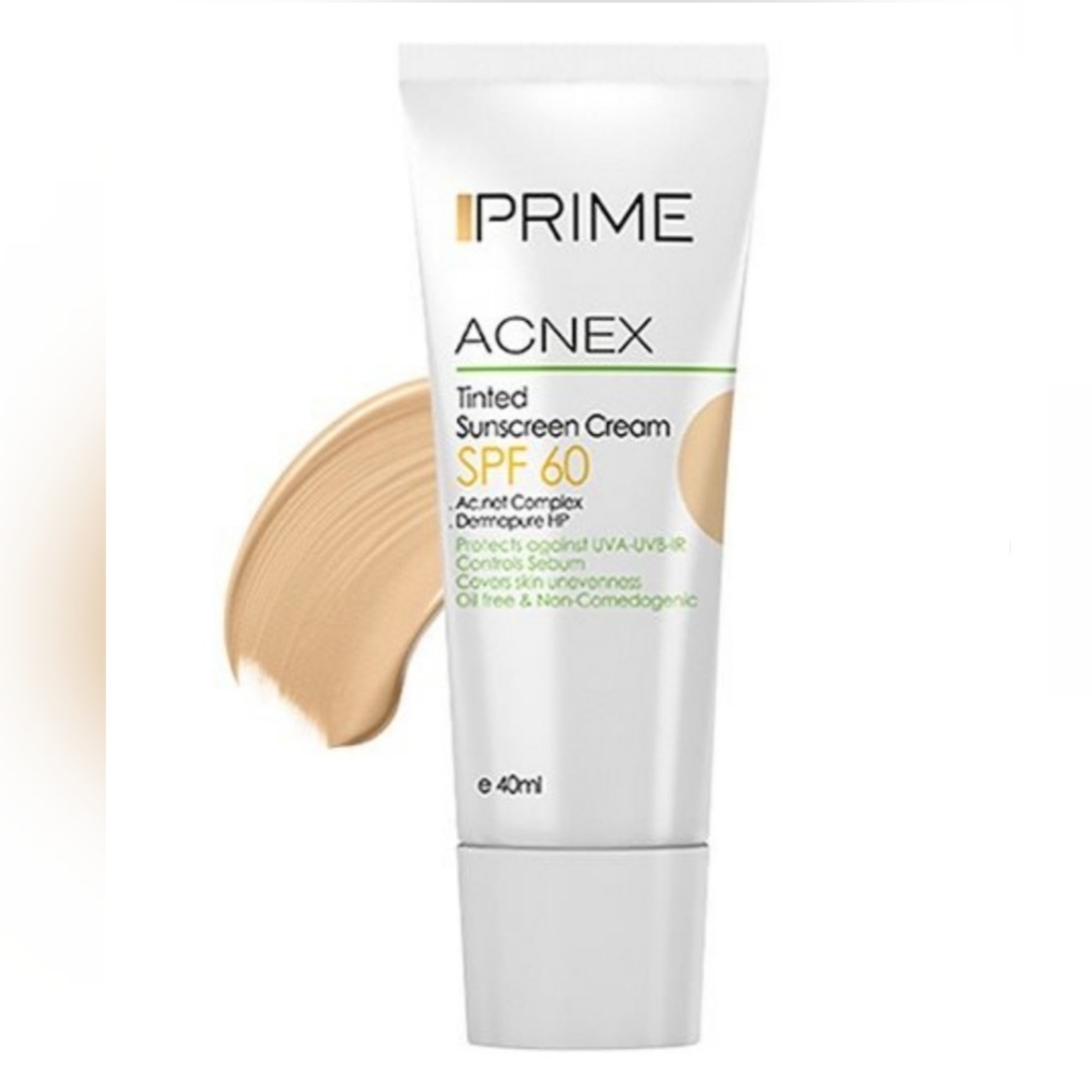 ضدآفتاب رنگی(بژ روشن) SPF60 پریم مناسب پوست چرب حجم 40ml