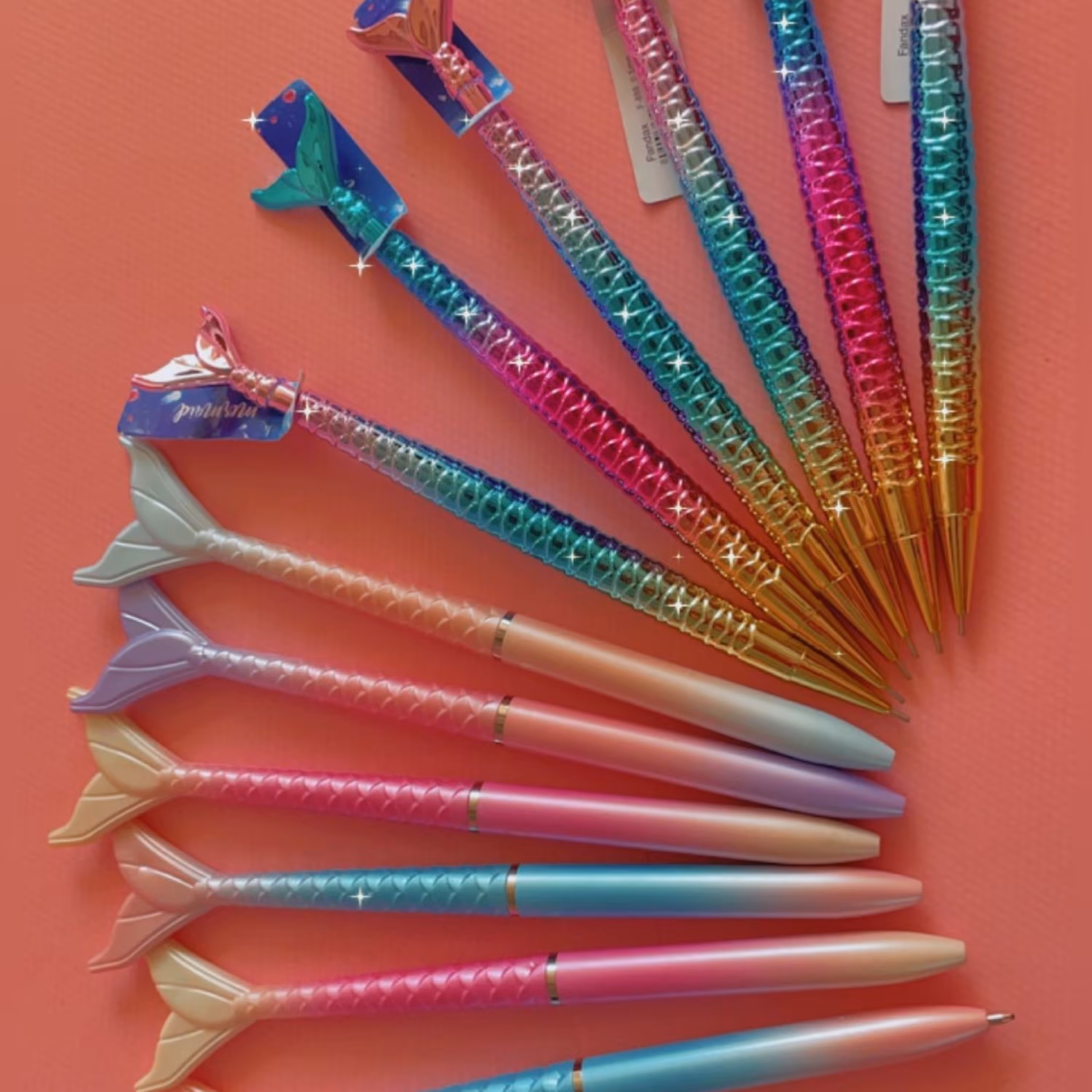 خودکار پیچی فانتزی پری دریایی جوهر ابی رنگ مات پاستیلی