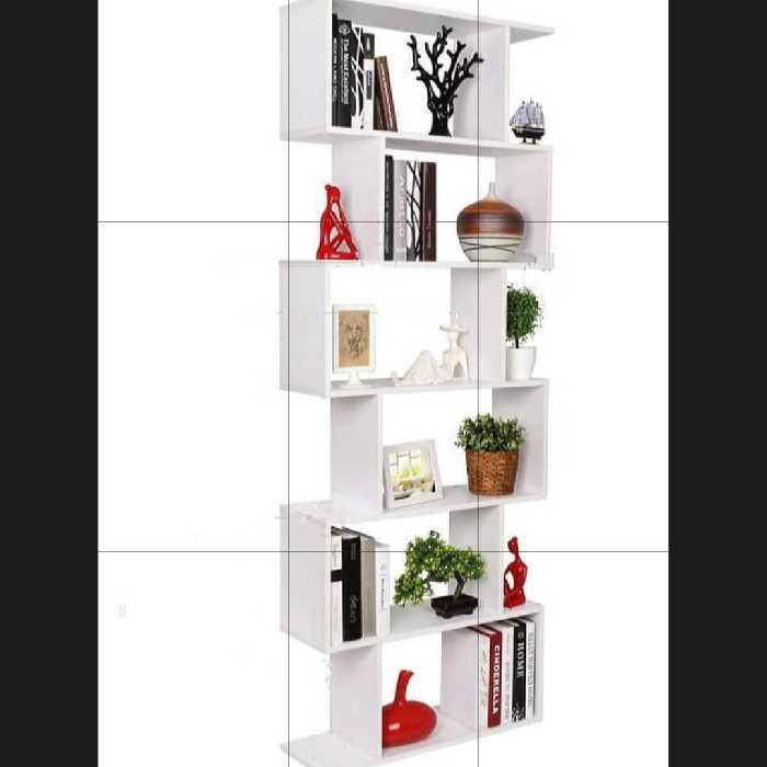 کتابخانه استند شلف قفسه ام دی اف سفید مدل ورساچه بلند