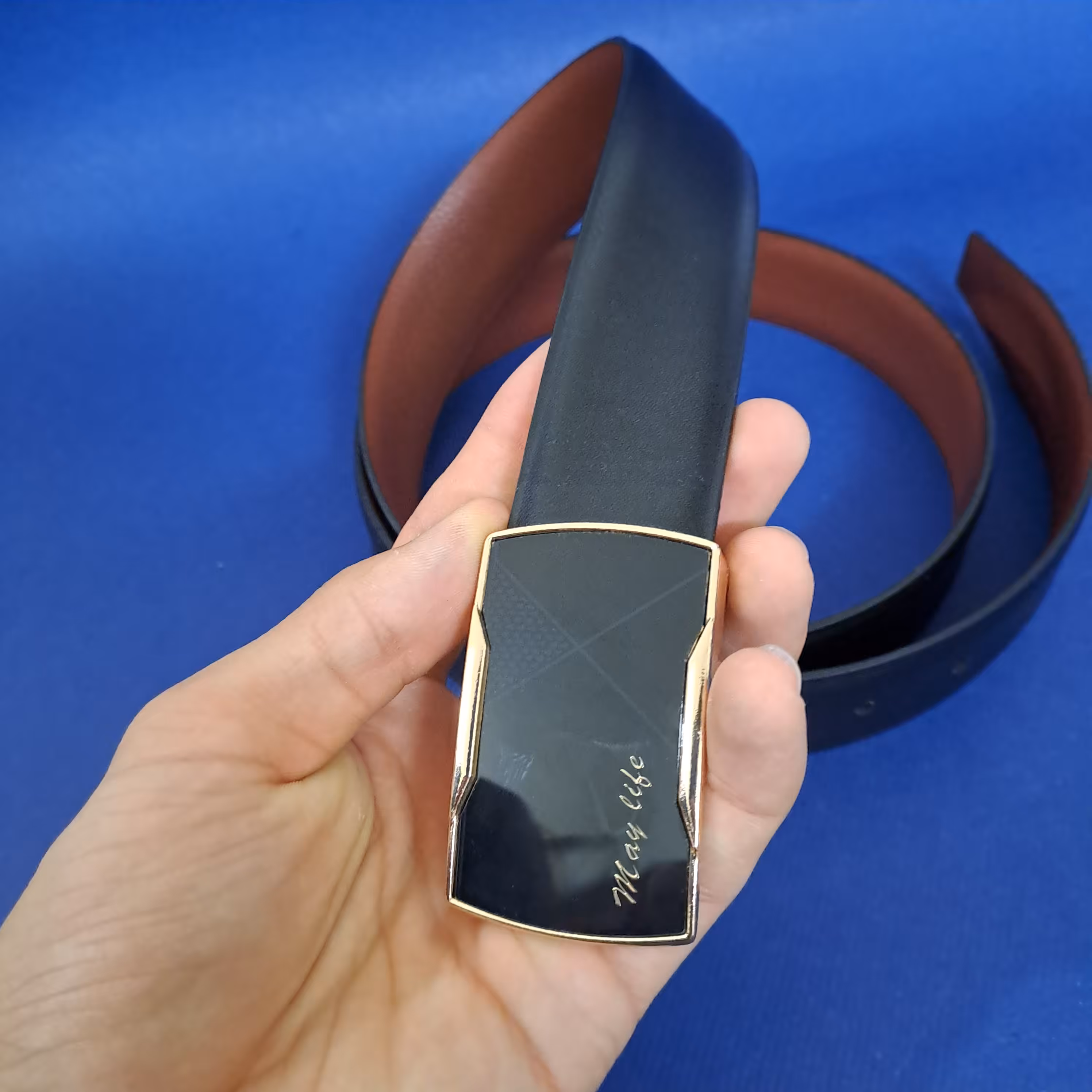 کمربند چرم مصنوعی مشکی 