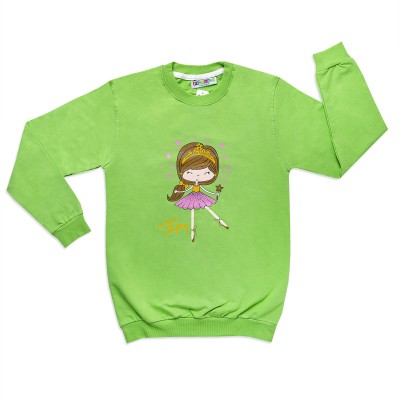 بلوز دخترانه دختر با چوب جادویی سبزپسته ای پنبه دورس درpikmode