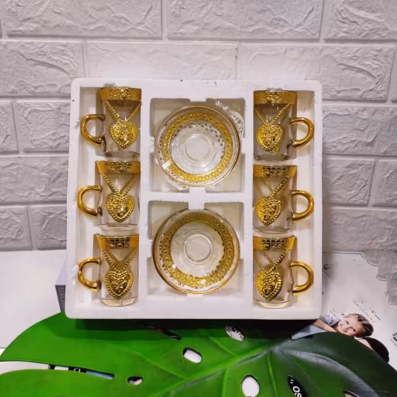 سرویس چای خوری لب طلایی گردنبندی ( وارداتی )  