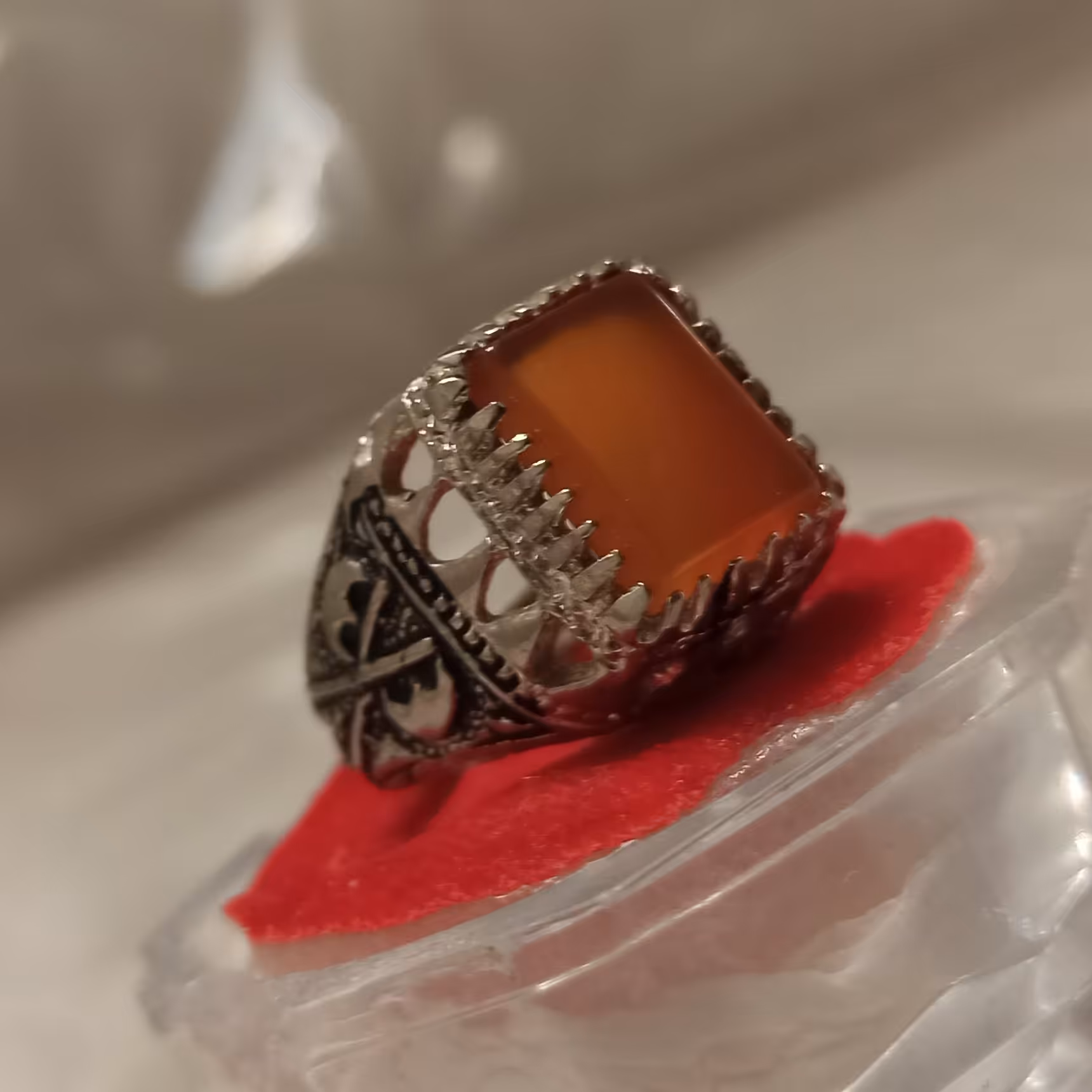 انگشتر عقیق زرد شرف شمس اصل معدنی زیبا