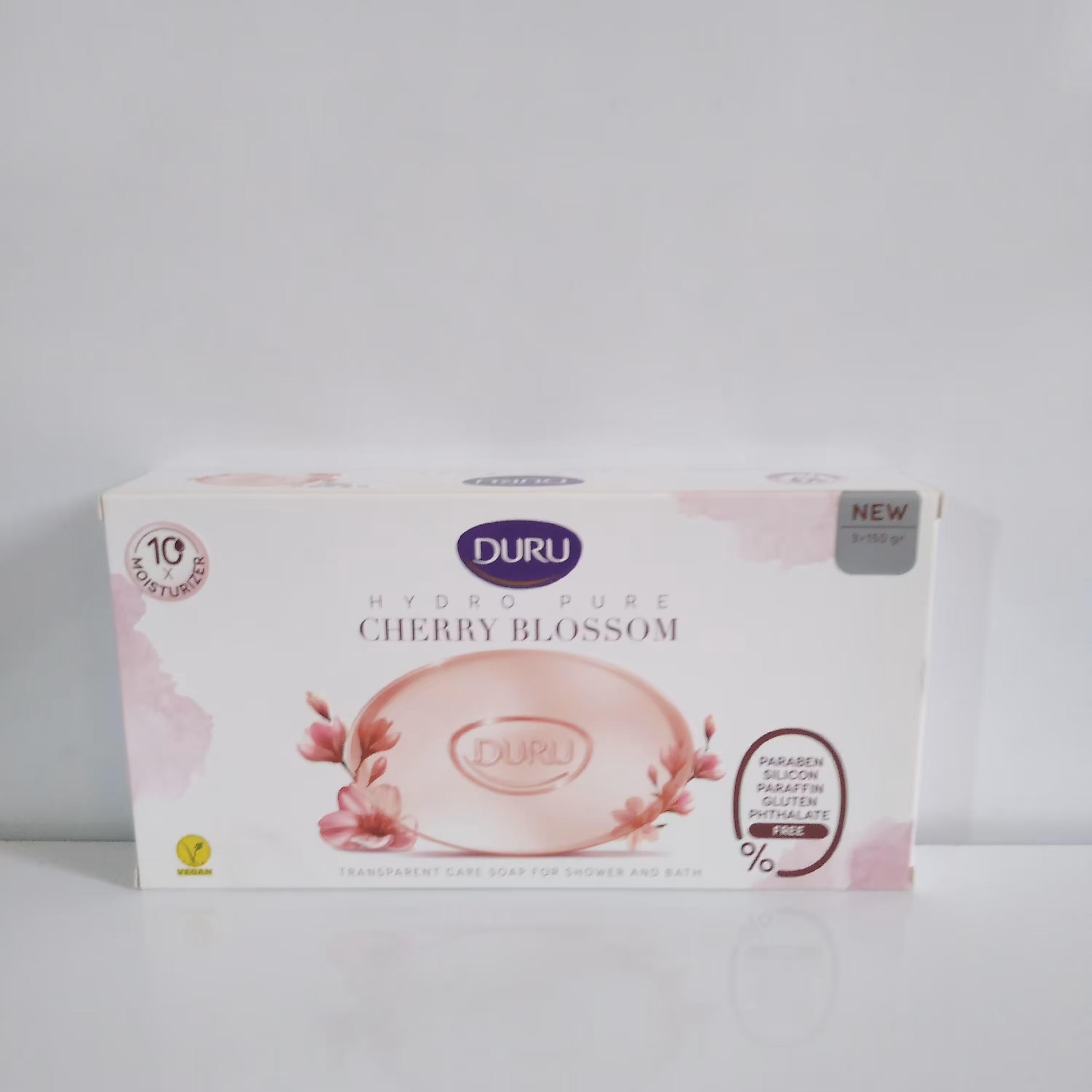 صابون آبرسان شکوفه گیلاس شیشه ای دورو ترکیه Duru Hydro Pure بسته 3 عددی