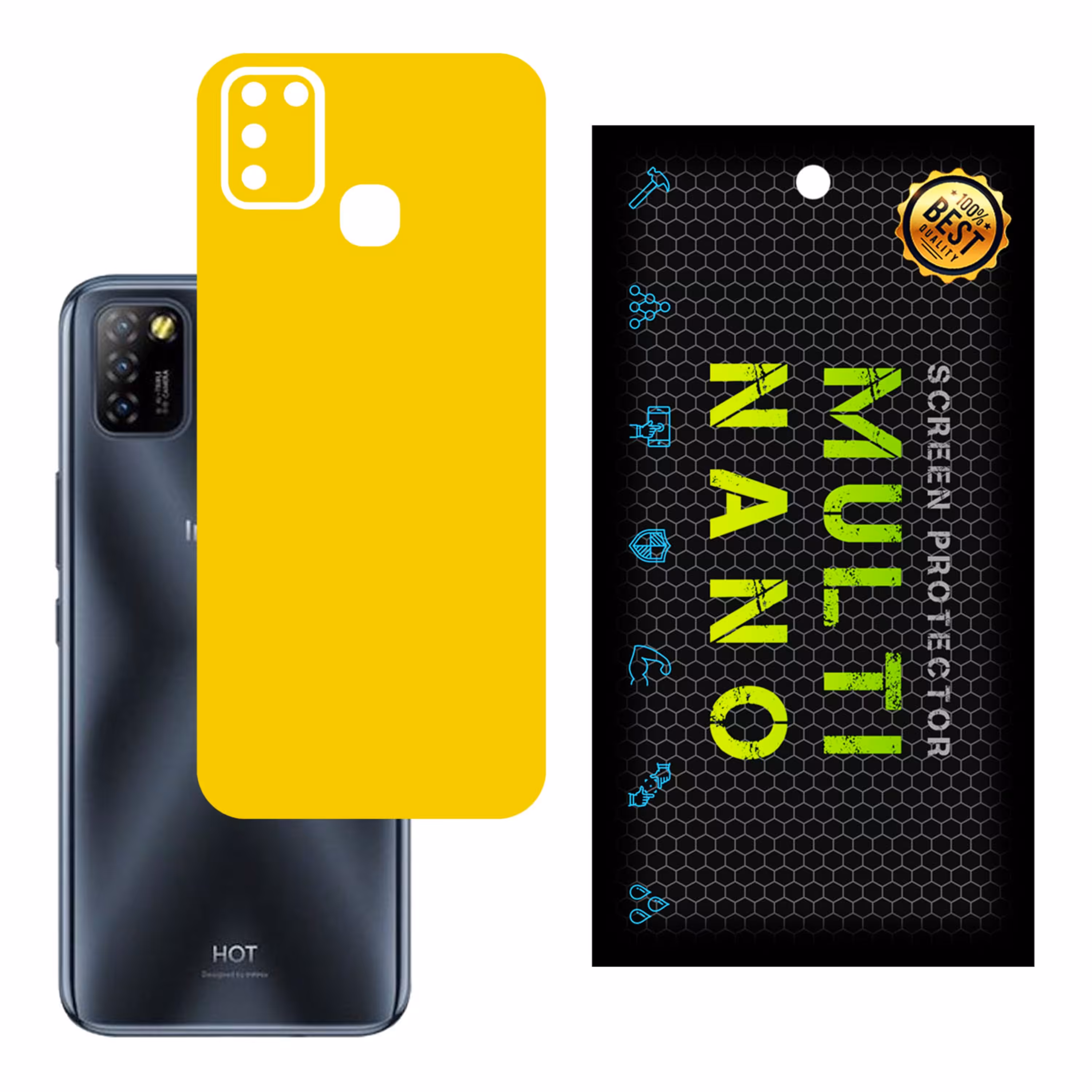 برچسب پوششی MultiNano مدل X-F1M-Yellow برای پشت موبایل اینفینکس  Hot 10 Lite