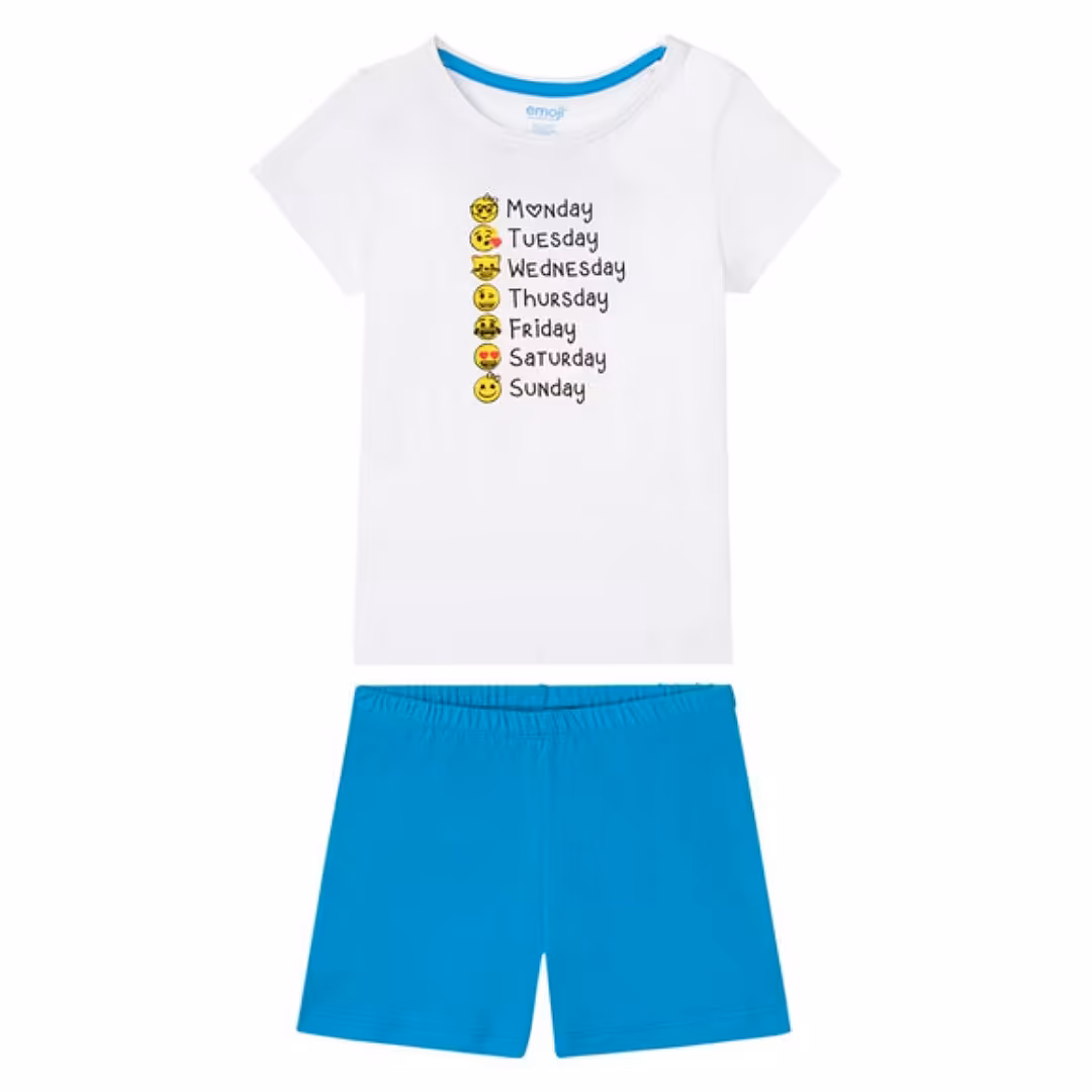 ست تیشرت و شلوارک ایموجی مدل week برند emoji لوپیلو آلمان صد در صد نخ پنبه
