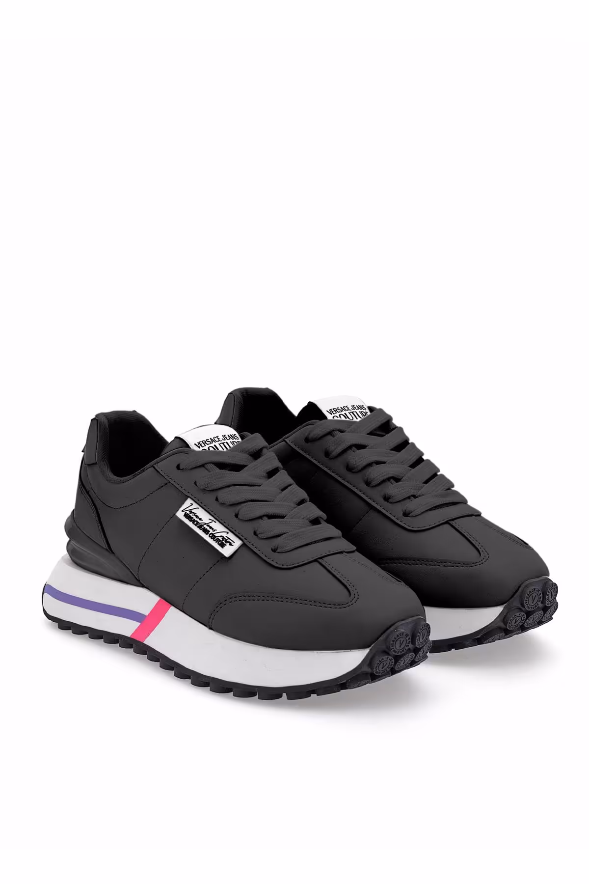 اسنیکر مشکی زنانه کفش ورزشی چرمی سیاه VERSACE JEANS COUTURE