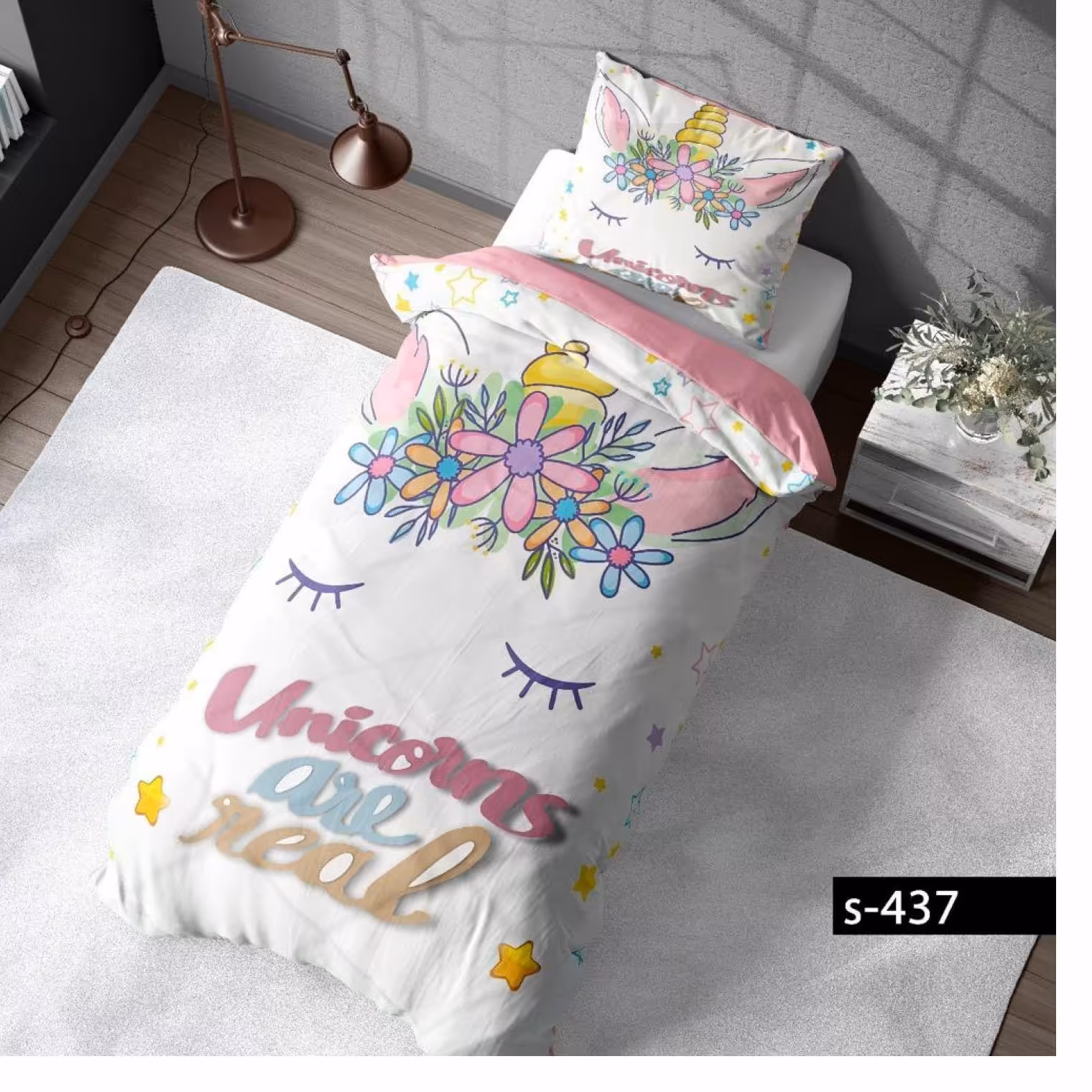 روتختی یک نفره سه بعدی دخترانه اسب تک شاخ، جنس میکروتترون ، مناسب کودک و نوجوان ،برای تخت90